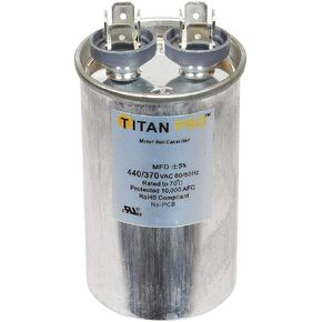 Titan Pro Round Motor Run Capacitor, 25 Microfarad Rating, 370-440VAC Voltage - TRCF25
