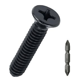 1/4-20 x 1-1/4" Flat Head Machine Screws (25 pcs), 18-8 (304) Stainless Steel, Phillips Drive Flat Head Machine Screws, Black Oxide Coated, Fayeploo (with Phillips Driver Bit)