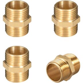 uxcell Brass Male to Male Straight Pipe Hex Fitting G3/8 x G3/8 Male Thread Connector 4pcs