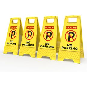 Henka 4-Pack Slow Kids Playing Sign, 24" Height, Kids at Play Safety Signs, 2 Sided A-Shaped Frame Child Safety Caution Signs, Folding Slow Children Playing Sign for Street, Driveway - Bright Yellow in Kuwait