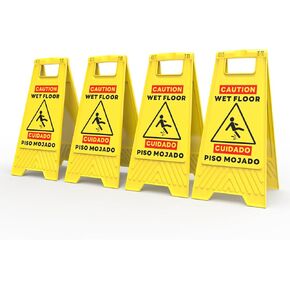 Henka 4-Pack Slow Kids Playing Sign, 24" Height, Kids at Play Safety Signs, 2 Sided A-Shaped Frame Child Safety Caution Signs, Folding Slow Children Playing Sign for Street, Driveway - Bright Yellow