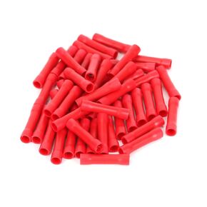 50 قطعة أحمر 19A AWG 22-16 موصل مؤخرة أنبوب نحاسي مجعد، أطراف PVC معزولة لكابل الأسلاك، السيارة، الأسرة، الكهربائية (أحمر)