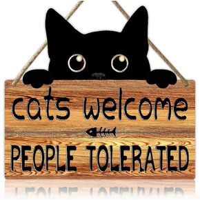 Funny Cat Signs Cat Wall Decor Pet Door Hanging Decor All Visitors Must Be Approved By The Cat Sign Welcome Home Gifts Cat Decor For Cat Lovers Wooden Sign Cats Welcome People Tolerated Wood Plaque