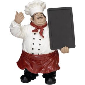 Deco 79 Polystone Chef Decorative Sculpture Home Decor Statue with Chalkboard, Accent Figurine 15" x 9" x 19", Multi Colored