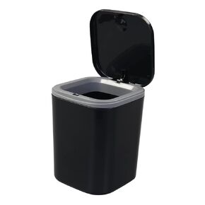 0.5 Gallon Tiny Desktop Push-Button Trash Can, Mini Wastebasket, Black