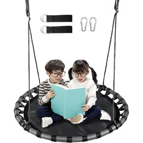 43 inch Saucer Tree Swing for Kids,Flying Round Swing Heavy Duty, Waterproof and All-Weather Resistant Textilene,Swivel,Adjustable Strong Ropes,Easy to Install,Outdoor Playground Backyard in Kuwait