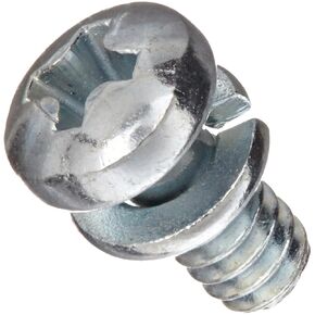 Small Parts Steel Machine Screw, Zinc Plated Finish, Pan Head, Phillips Drive, Meets ASME B18.13, Split Lock Washer, 3/8" Length, Fully Threaded, #4-40 UNC Threads (Pack of 100)