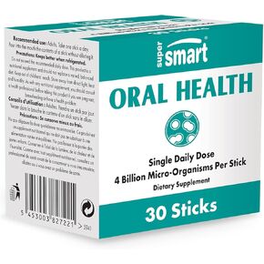 Supersmart - Oral Health Probiotics 4 Billion CFU per Day - Dental Health & Bad Breath Treatment (Halitosis) | Non-GMO & Gluten Free - 30 Sticks