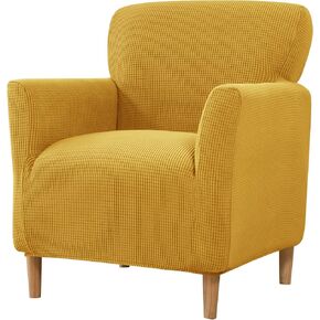 Stretch Armchair Slipcovers, 1-Piece Banquet Armchair Covers Soft Jacquard Chair Slipcover with Arms Furniture Protector for Living Room Bedroom (Yellow)