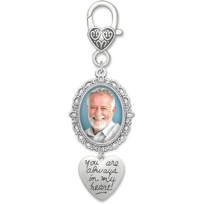 Wedding Bouquet Photo Charm Clip onto Bride's Flowers for Walking Down the Aisle Memorial You are Always in my Heart Easy to Make with Photo Resizer