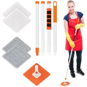 Baseboard Cleaner Tool with Handle,Wall Cleaner Mop Baseboard Buddy with Extension Pole and 4 Reusable Cleaning Pads. Mop Quickly Clean Walls, Baseboards and Ceilings.