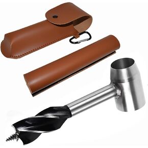 Bushcraft Hand Auger Wood Wrench, Settlers Wrench Scotch Eye Wood Auger Survival Auger Tool, Manual Wood Hole Maker Wrench with Leather Sheath Case Auger Wrench for Camping and Wilderness in Saudi Arabia