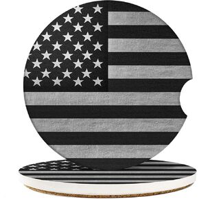 Britimes Car Coasters for Drinks Absorbent, 2 Pack Cup Holders, 2.56" Ceramic Stone & Non-Scratch Cork Base Coasters Cupholder, Auto Accessories for Women & Men, American Gray Your Grey America