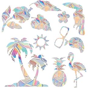 Anti Collision Window Sticker for Bird Strikes, Rainbow Window Decals for Wall Bird Strike Prevention, Rainbow Window Stickers to Save Bird Strikes No Glue Required (Summer)