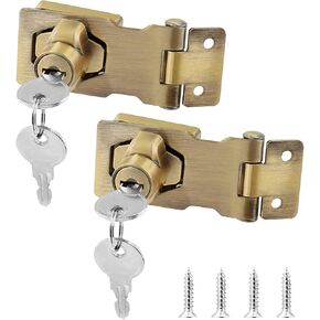 BokWin 2PCS Keyed Hasp Locks 2.5 Inch Twist Knob Keyed Locking Hasp，Cabinet Knob Lock Safety Hasp with Lock for Small Doors, Cabinets and More，Bronze（Keyed Different）