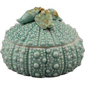 Blue Sky Ceramic Urchin Box, 7.5" x 7.5" x 5", Turquoise