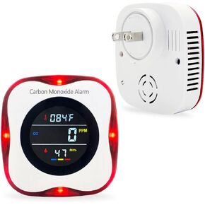 Carbon Monoxide Detector Plug in Wall, 3 in 1 Carbon Monoxide Detectors with Temperature Humidity Display, Co Gas Monitor with Light & Voice Warning for Home Hotel Trip RV(1 Pack)