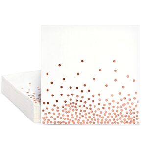 Juvale 50 Pack Rose Gold Party Napkins - Disposable Dinner Napkins for Wedding, Baby Shower, Birthday Party (6.5x6.5 In)