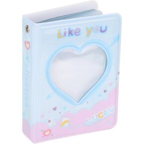 uxcell 3inch Mini Photo Album,Kpop Love Heart Hollow Photocard Binder Album Mini Photo Card Book Holder with 40 Photos for Collecting Pictures, Purple