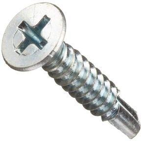 Small Parts Zinc Plated Steel Self-Drilling Screw, Undercut 82 degrees Flat Head, Phillips Drive, #2 Drill Point, #6-20 Thread Size, 1/2 inches Length (Pack of 100)