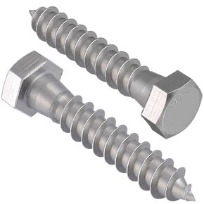 5/16" x 2" Hex Head Lag Screws 20Pcs, 304 Stainless Steel 18-8 Lag Bolts Wood Screws Heavy Duty Large Screws for TV Mounts, Deck, Boat Repair