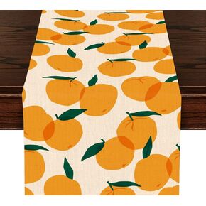 Watercolor Fruit Botanical Print Table Runner, Kitchen Dining Table Decor, Orange Lemon Decor Table Runners for Indoor Outdoor Home Farmhouse Holiday Wedding Birthday Party Decoration, 13 x 71 Inch