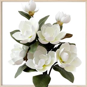 3 Pcs Artificial Magnolia Flowers Artificial Flower Long Stem Real Touch Faux Magnolia Flowers Outdoor Indoor Home Decoration Realistic Magnolia Branch DIY Arrangement for Wedding Home Décor