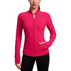 CRZ YOGA Butterluxe Womens Full Zip Workout Jackets Slim Fit Track Athletic Zip Up Jacket with Thumb Holes