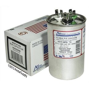 GE 97F9816-60 + 5 uf MFD 370/440 Volt VAC AmRad Round Dual Run Capacitor, Made in The U.S.A.