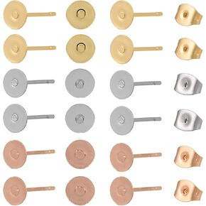 Craftdady 500Pcs Stainless Steel Earring Posts 4mm Flat Pad Blank Tray Stud Earrings for Earring Jewelry Making