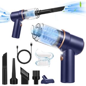Portable Handheld Car Vacuum Cleaner, 8000Pa Mini Vacuum Cleaner and Air Duster, 120W High Power Wet and Dry Hand Vacuum Cordless Rechargeable with LED Light , for Car, Home, Office and Pet (blue)