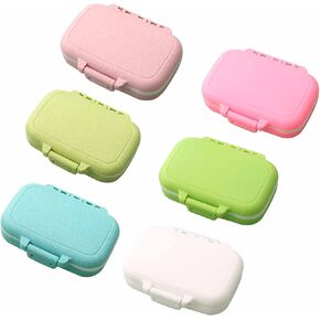6 PCS Travel Pill Organizer, 3 Removable Compartments Small Pill Box, Portable Daily Mini Pill Case Holder for Pocket Purse Briefcase, Travel Medicine Cod Liver Oil Vitamin Storage Box in Saudi Arabia
