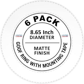 LightLabs Goof Ring Matte 6 Pack 8.06" Diameter for 6" Cans. Inlcudes Ring Tape to Fix Drywall Damage for Flush Recessed Down Lights. 6.2" Inner Diameter Recessed Light Cover Matte White