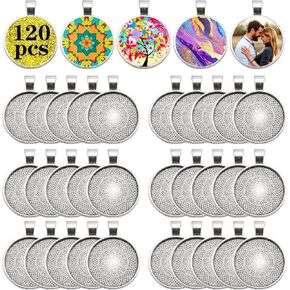 110Pcs Pendant Trays, Round Tray Set, Alloy Tray Charms Bulk, Bezel Pendant Trays for Homemade Jewelry and Necklaces, DIY Crafts, Resin Art, Paint Pour Skins, Costume Jewelry