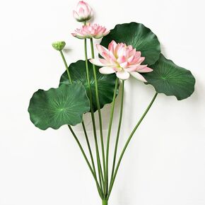 1pcs Simulation Lotus Decoration Mini Lotus Flower Vase Filler Plant Realistic Flower Lifelike Simulation Flower Arrangement, Pink/Green, XCP2024