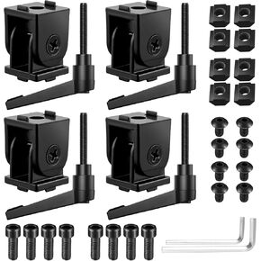 JiGiU 4PCS Joint Connector Extrusion Corner Connector 2020 Joint Aluminium Profile 180° Rotation Range Zinc Alloy with Lever and Mounting Accessories-Black
