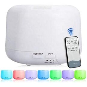 550ml Premium, Essential Oil Diffuser with Remote Control, 5 in 1 Ultrasonic Aromatherapy Fragrant Oil Humidifier Vaporizer, Timer and Auto-Off Safety Switch