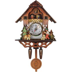 BESPORTBLE Wall Clock Retro Cuckoo Shaped Clock Antique Pendulum for Home Cafe Bar Wall Decor