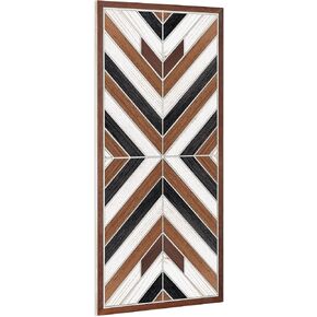 Putuo Decor Farmhouse Aztec Wall Decor, Black White and Brown Lines Printing Wooden Wall Sign, Rustic Home Decor Southwestern Boho Decors for Home Bedroom Living Room