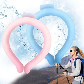 Neck Cooling Tube, Speed Cooler, Wearable Cooling Neck Wraps, Reusable Neck Cooler, Heat Cooling Cold Pack, Summer Heat Relief for Hot Flashes and Fever, 2pcs (Blue and Pink)