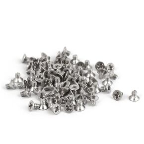uxcell a16051600ux0412 M2x3mm 316 Stainless Steel Flat Head Phillips Machine Screws Silver Tone Pack of 80