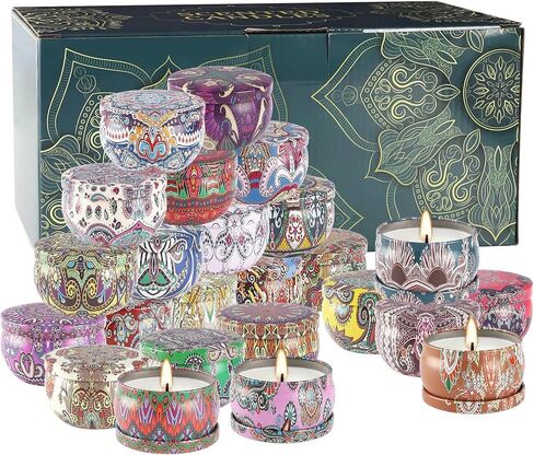 Scented Candles Gifts Set 24 Pack Soy Wax Travel Tin Jar Candles for Home 2.5 OZ jar Candles for Mom for Christmas, Birthday, Thanksgiving, Mother's Day in Saudi Arabia