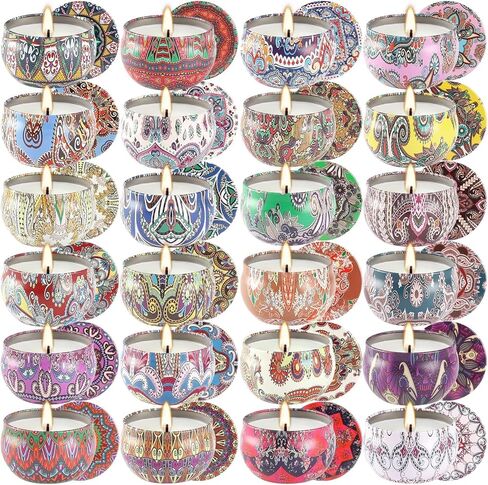 Scented Candles Gifts Set 24 Pack Soy Wax Travel Tin Jar Candles for Home 2.5 OZ jar Candles for Mom for Christmas, Birthday, Thanksgiving, Mother's Day in Saudi Arabia