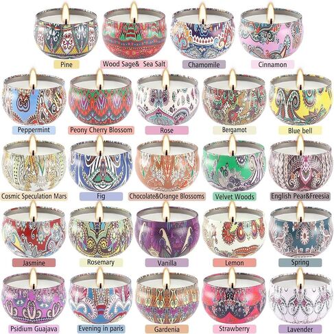 Scented Candles Gifts Set 24 Pack Soy Wax Travel Tin Jar Candles for Home 2.5 OZ jar Candles for Mom for Christmas, Birthday, Thanksgiving, Mother's Day in Saudi Arabia