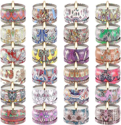 Scented Candles Gifts Set 24 Pack Soy Wax Travel Tin Jar Candles for Home 2.5 OZ jar Candles for Mom for Christmas, Birthday, Thanksgiving, Mother's Day in Saudi Arabia