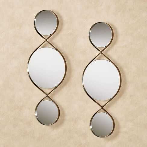 Touch of Class Transitional Allegra Mirrored Wall Art Gold Metal and Glass 10" Wx28 H Pair in Saudi Arabia