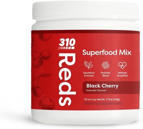 310 Nutrition Reds - Black Cherry Supplement Powder Sugar Free Blend with Beet Root, Digestive Enzymes, Antioxidants, Tart Cherry Flavor, Smoothie Mix - Keto Friendly in Saudi Arabia