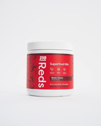 310 Nutrition Reds - Black Cherry Supplement Powder Sugar Free Blend with Beet Root, Digestive Enzymes, Antioxidants, Tart Cherry Flavor, Smoothie Mix - Keto Friendly in Saudi Arabia