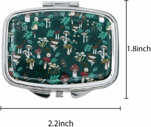 Metal Pill Case with Mirror 2 Compartment Small Pill Box for Purse or Pocket Cute Pill Organizer for Travel Gifts Pill Container Holder Mushroom in Saudi Arabia