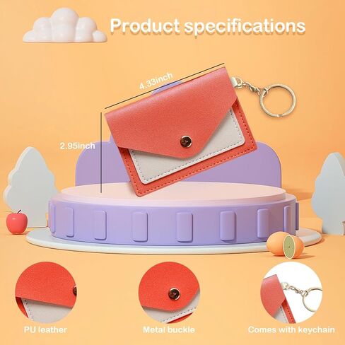 3 عبوات حامل حبوب منع الحمل لطيف مقاس 4.3 × 3 بوصة حامل حبوب صغير لمحفظة من جلد البولي يوريثان، حزمة كم حبوب منع الحمل مع حلقة مفاتيح (وردي، أسود، برتقالي) in Kuwait